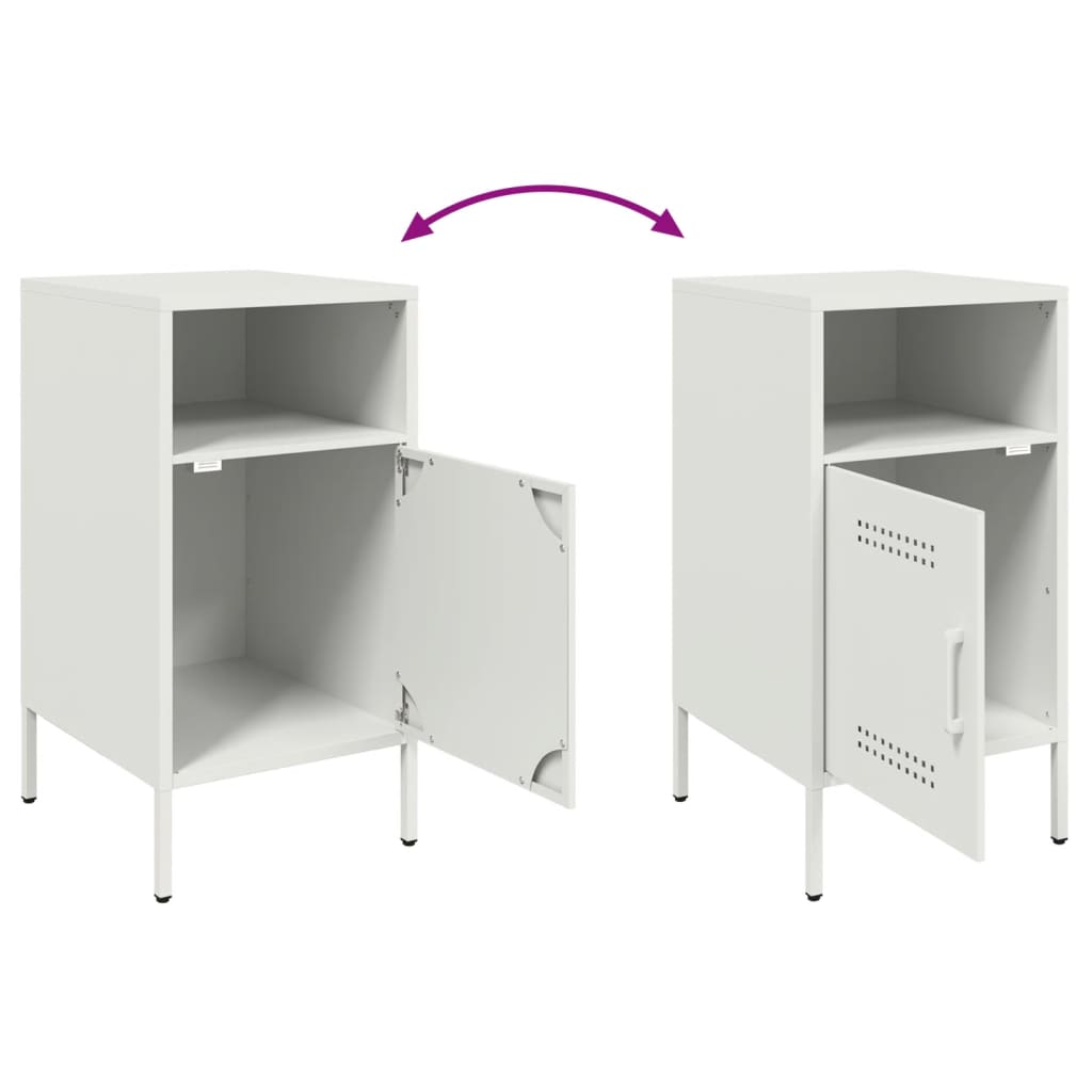 Bedside Table White 36x39x68 cm Steel
