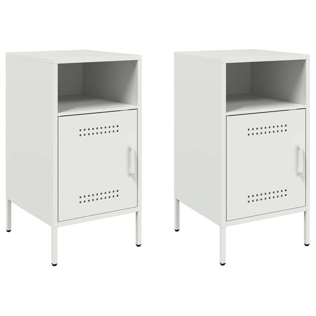 Tables de chevet 2 pcs. Blanc 36x39x68 cm en acier