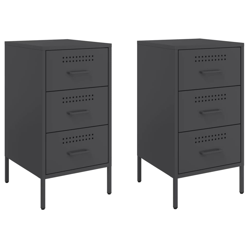 Tables de chevet 2 pcs. Acier noir 36x39x68 cm