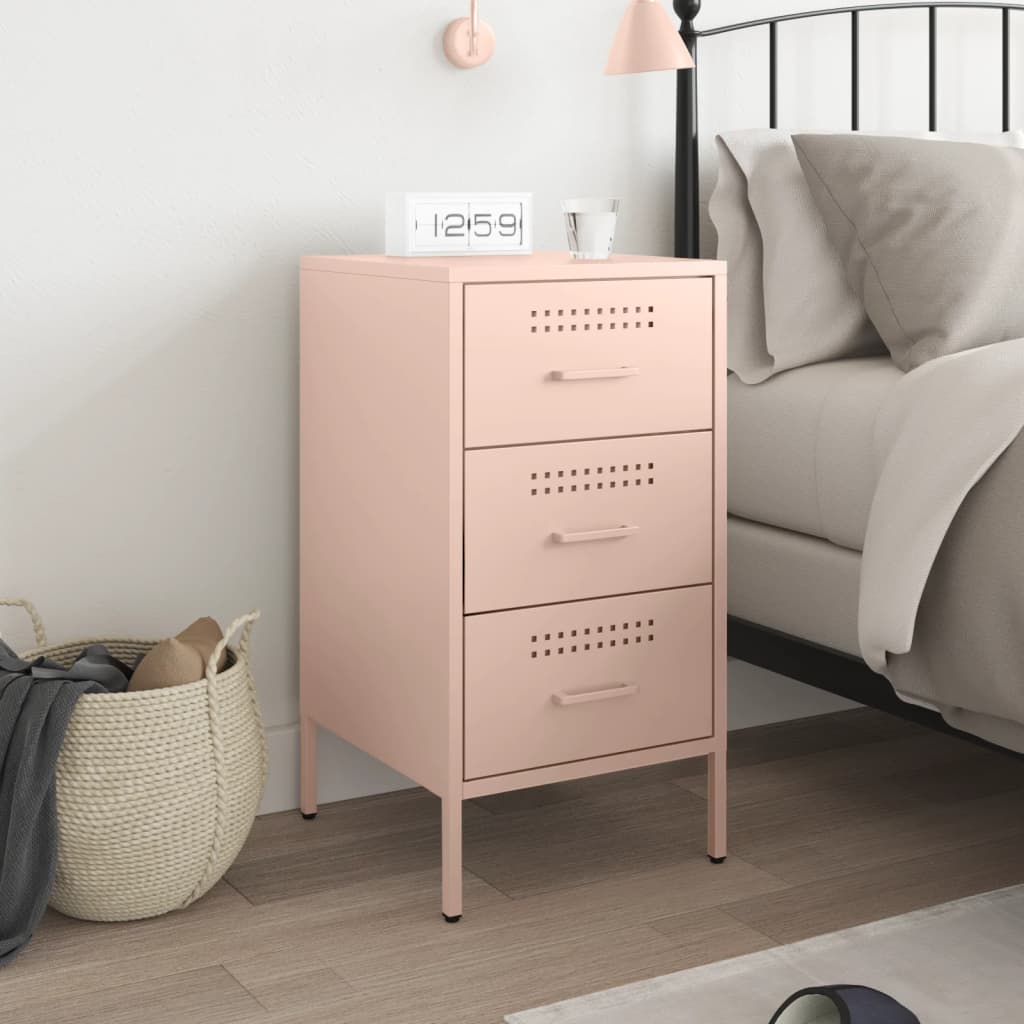 Bedside Table Pink 36x39x68 cm Steel