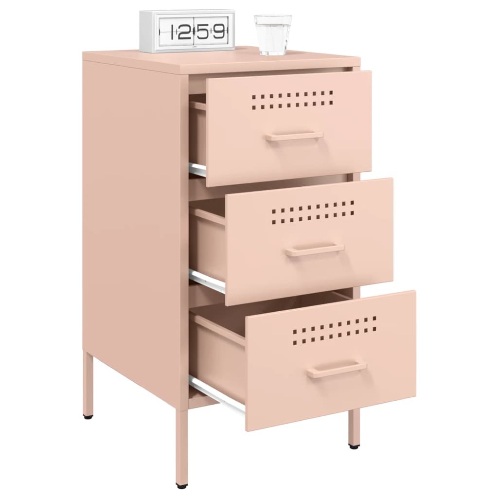 Bedside Table Pink 36x39x68 cm Steel
