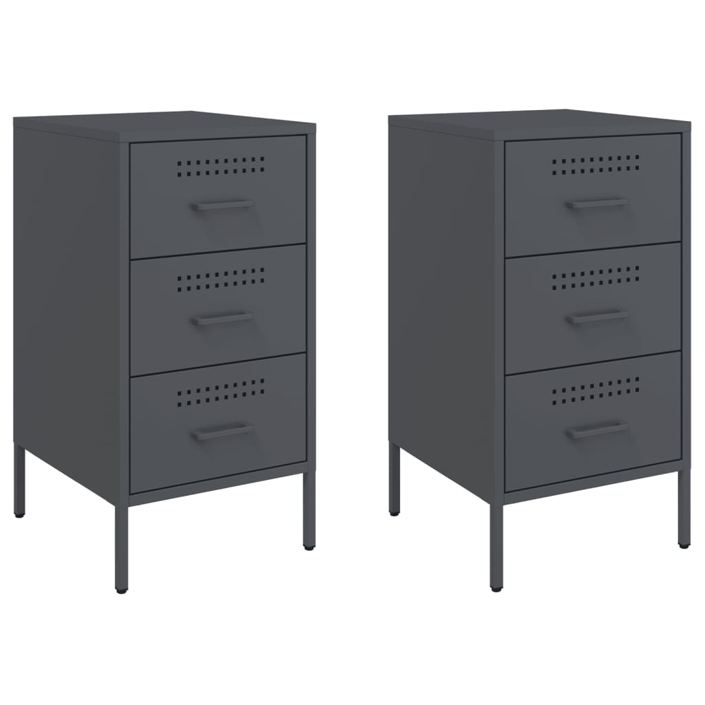 Bedside tables 2 pcs. Anthracite 36x39x68 cm steel