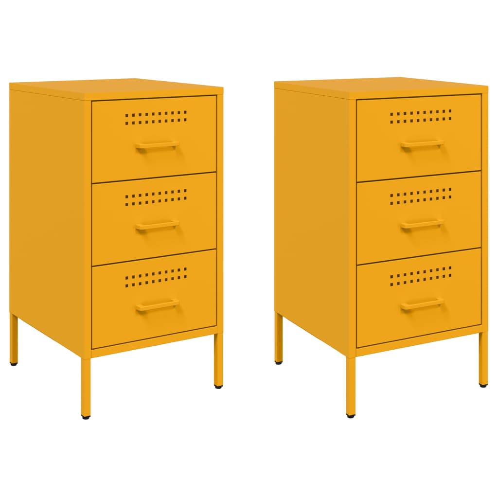 Tables de chevet 2 pcs. Jaune moutarde 36x39x68 cm en acier