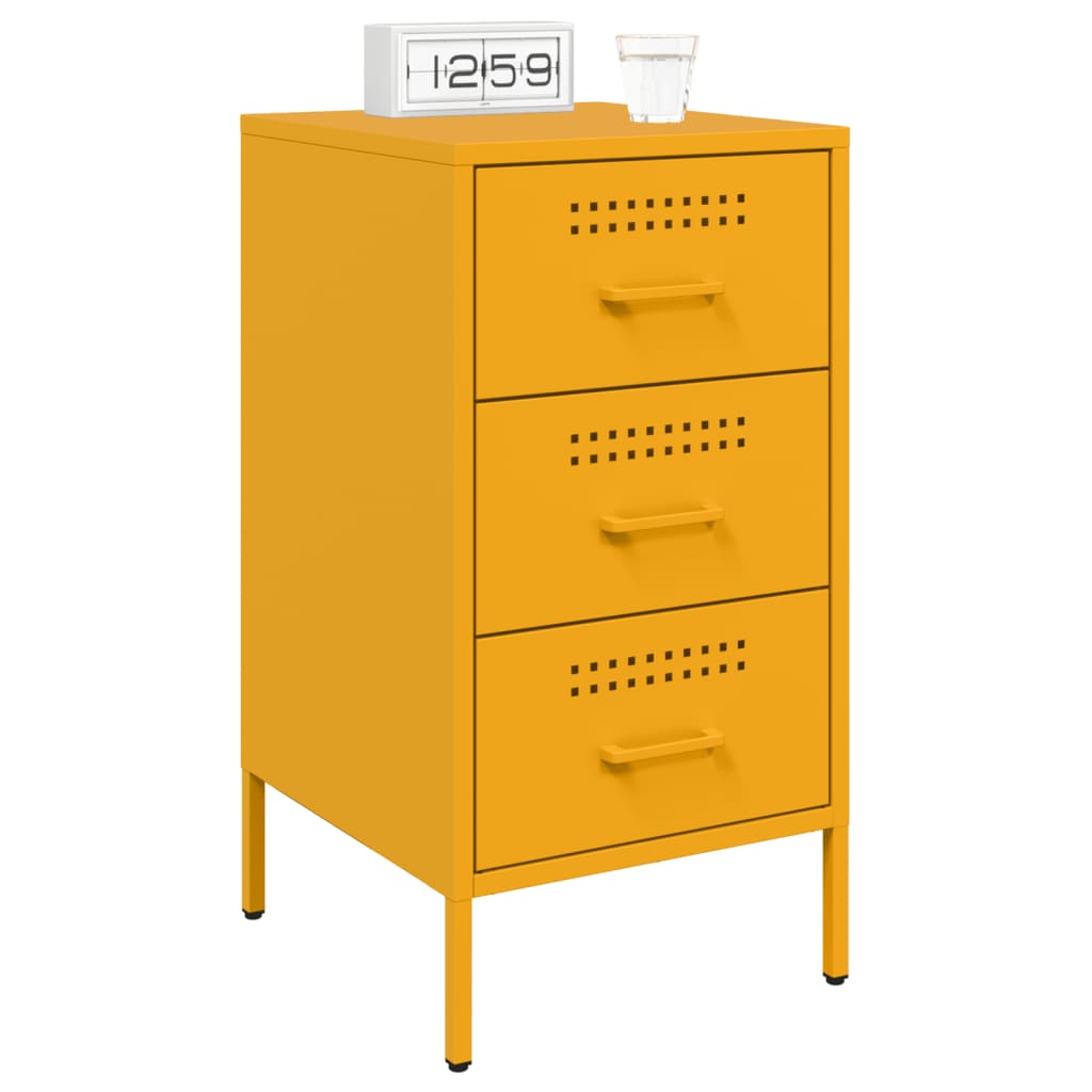Tables de chevet 2 pcs. Jaune moutarde 36x39x68 cm en acier