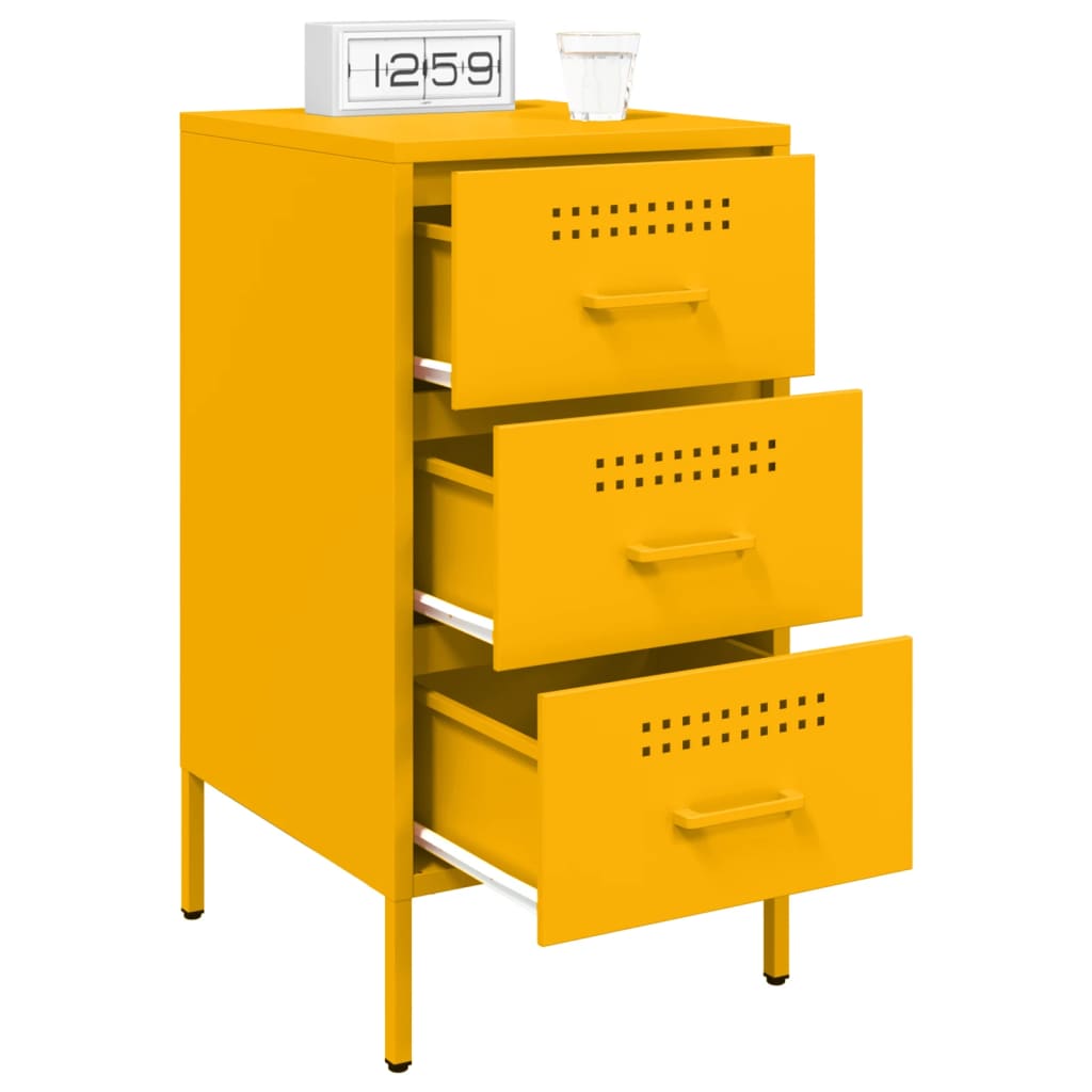 Tables de chevet 2 pcs. Jaune moutarde 36x39x68 cm en acier