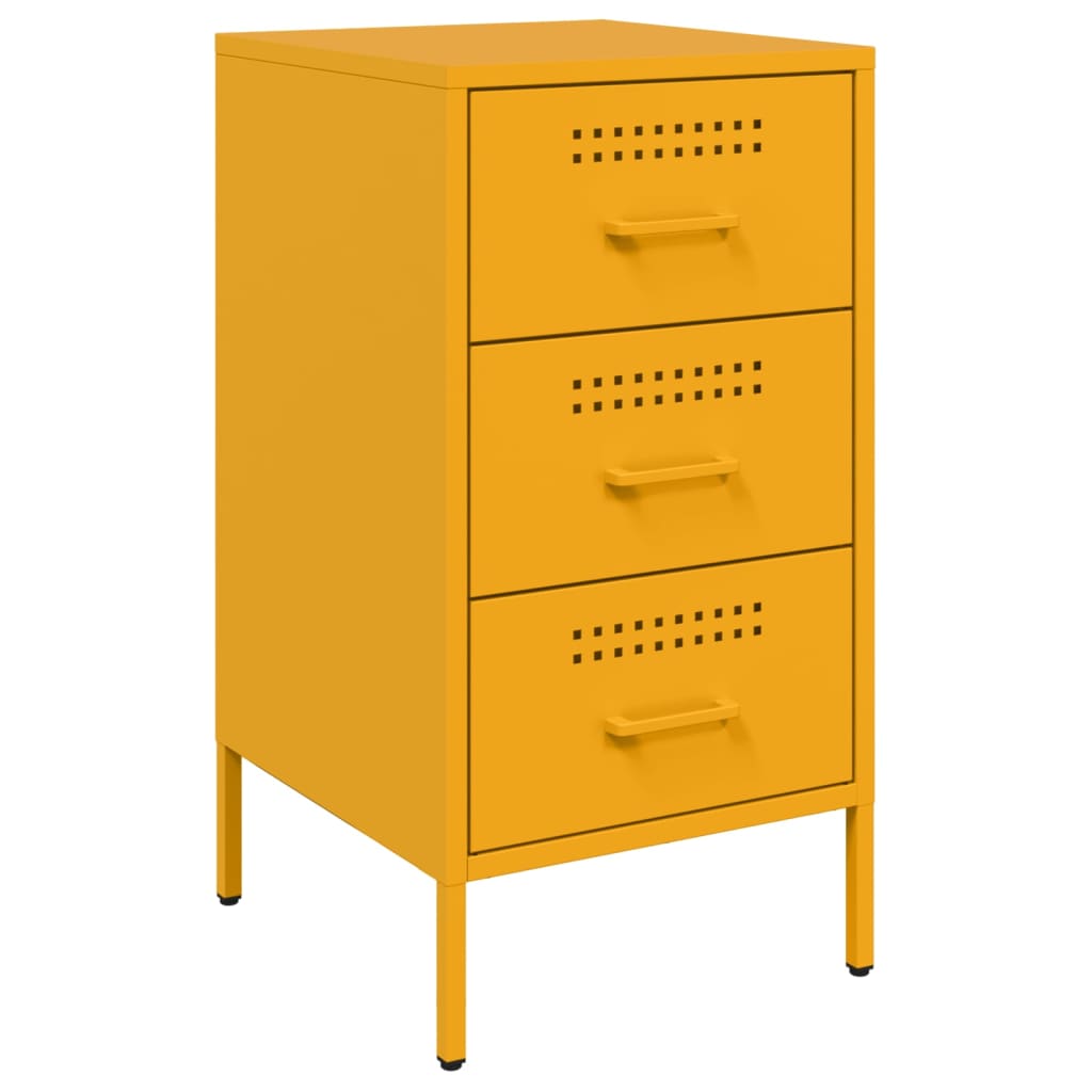 Tables de chevet 2 pcs. Jaune moutarde 36x39x68 cm en acier