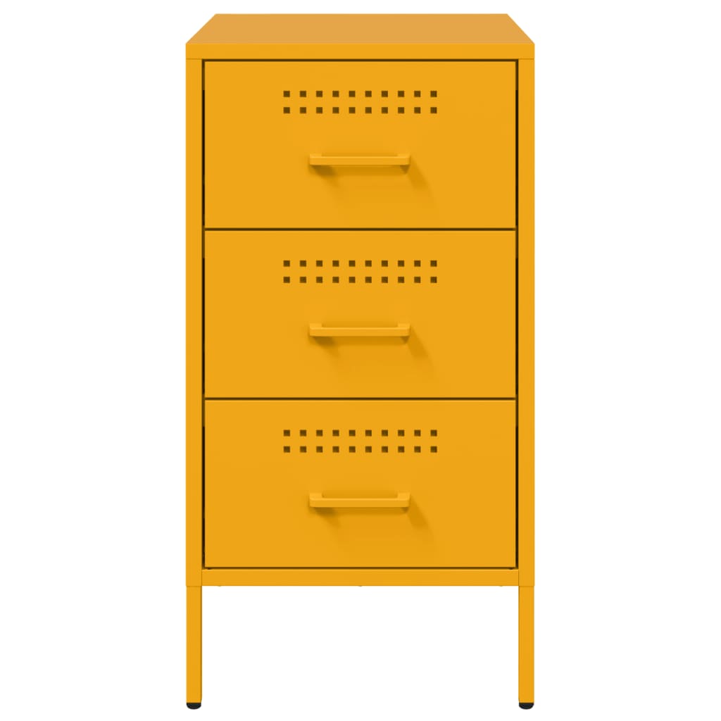 Tables de chevet 2 pcs. Jaune moutarde 36x39x68 cm en acier