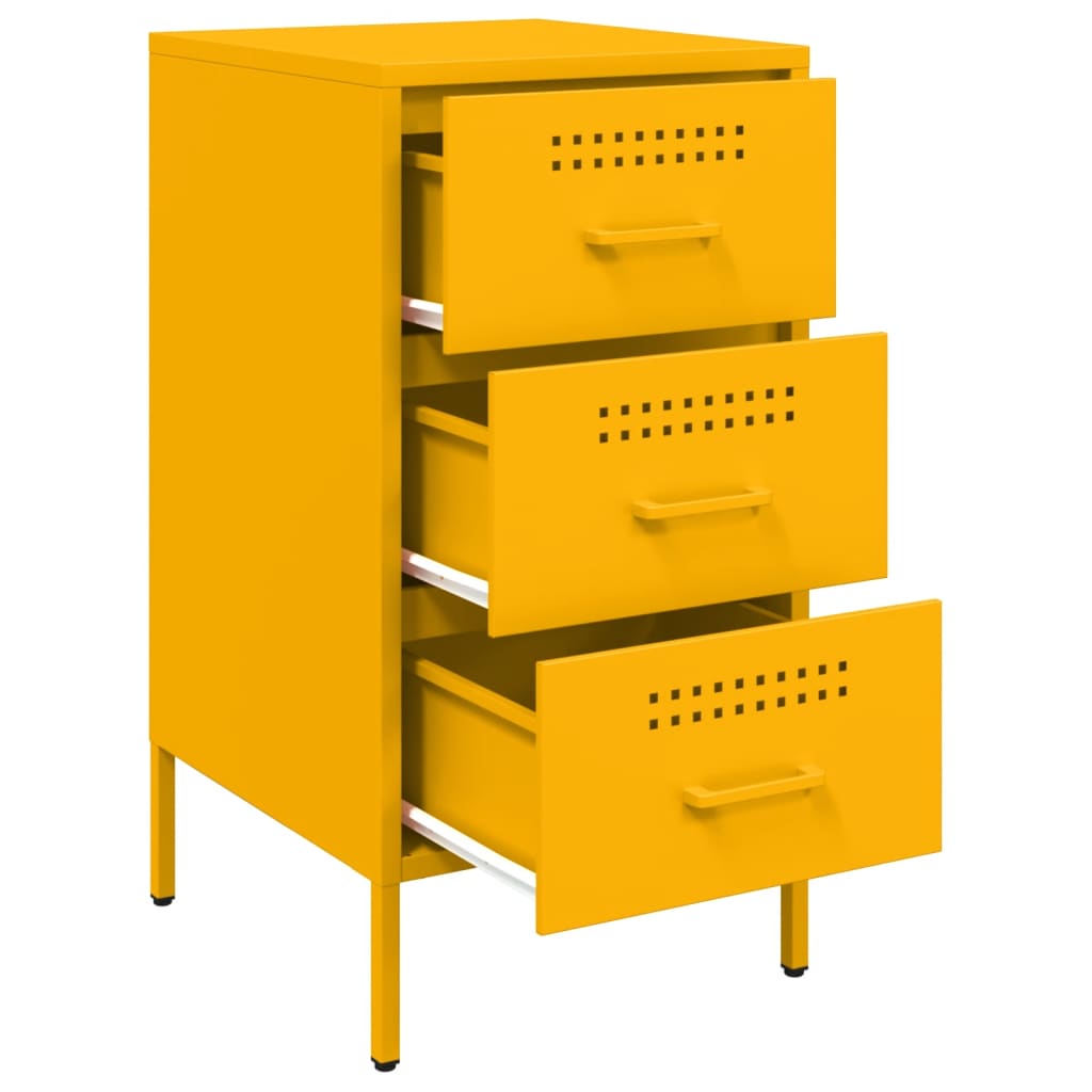 Tables de chevet 2 pcs. Jaune moutarde 36x39x68 cm en acier