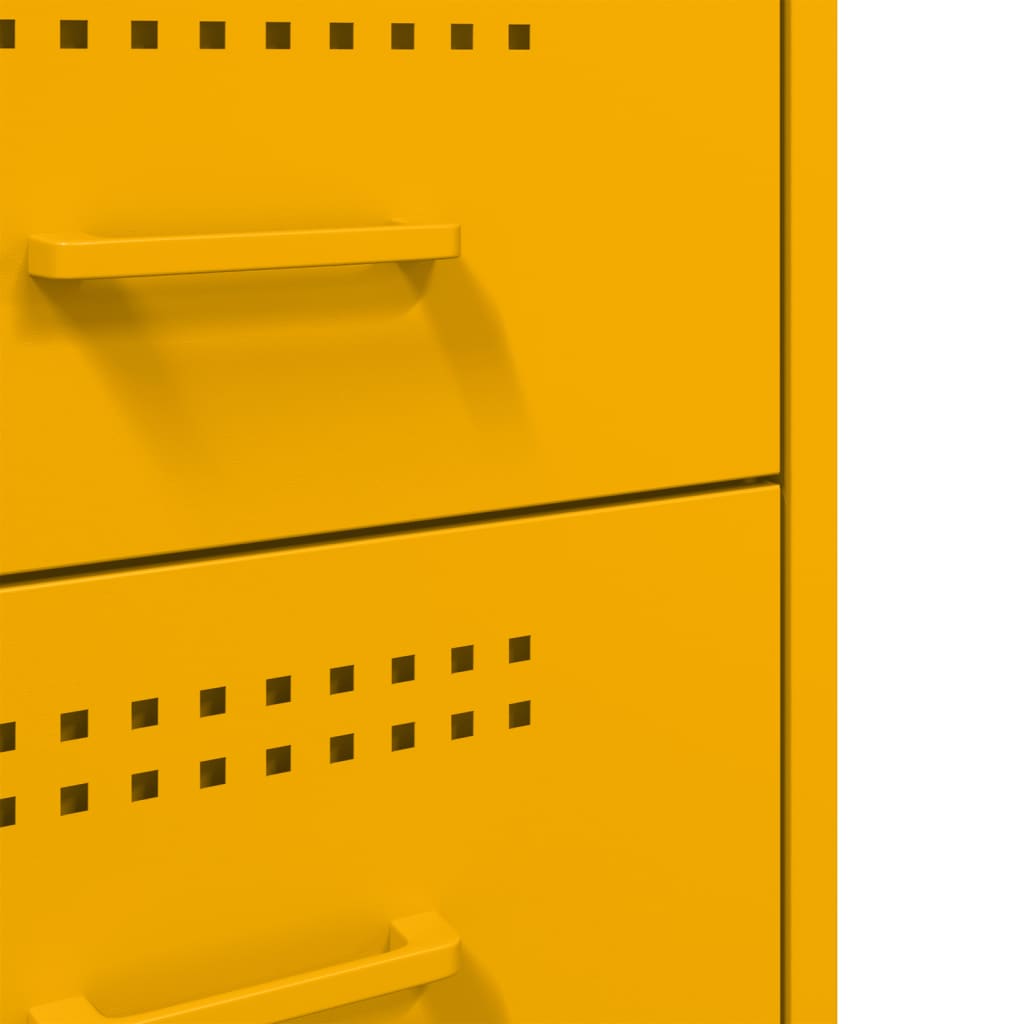 Tables de chevet 2 pcs. Jaune moutarde 36x39x68 cm en acier