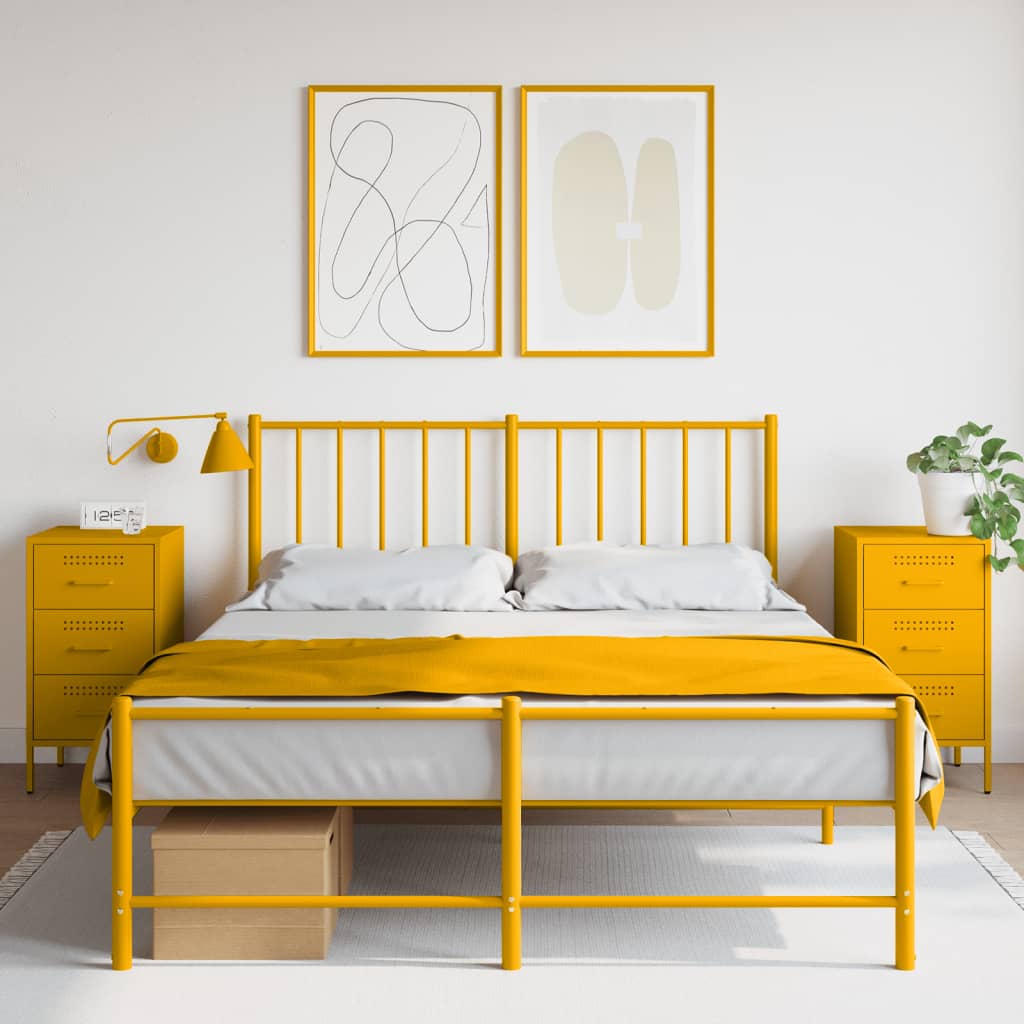 Tables de chevet 2 pcs. Jaune moutarde 36x39x68 cm en acier
