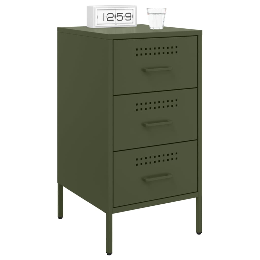 Bedside tables 2 pcs. Olive green 36x39x68 cm steel