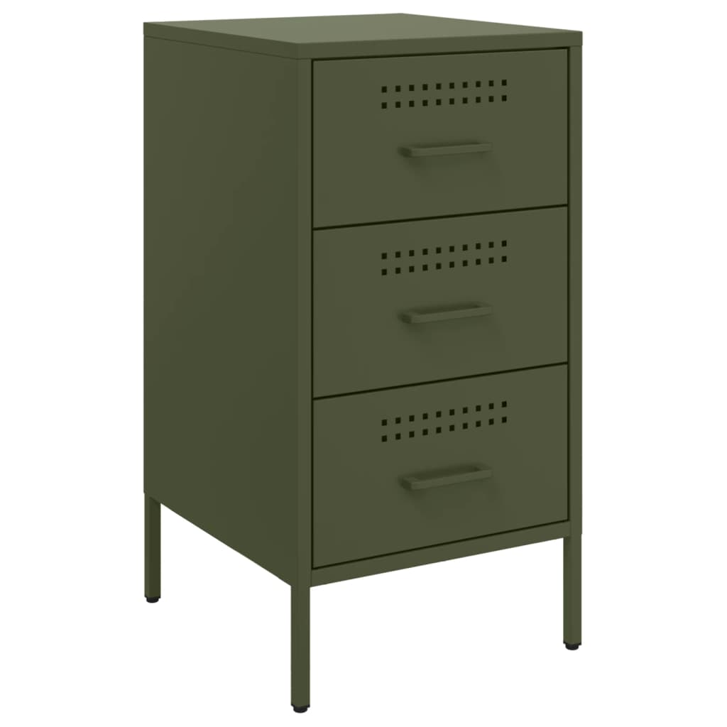 Bedside tables 2 pcs. Olive green 36x39x68 cm steel