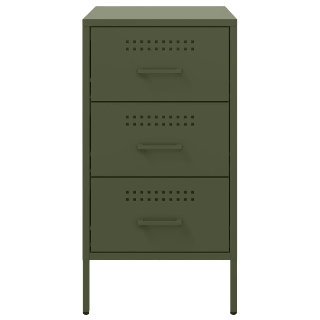 Bedside tables 2 pcs. Olive green 36x39x68 cm steel