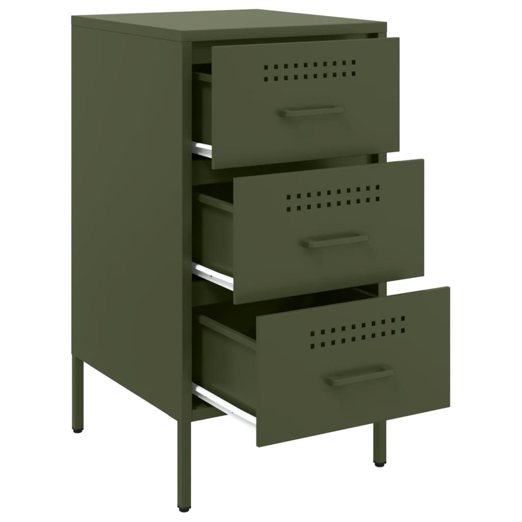 Bedside tables 2 pcs. Olive green 36x39x68 cm steel