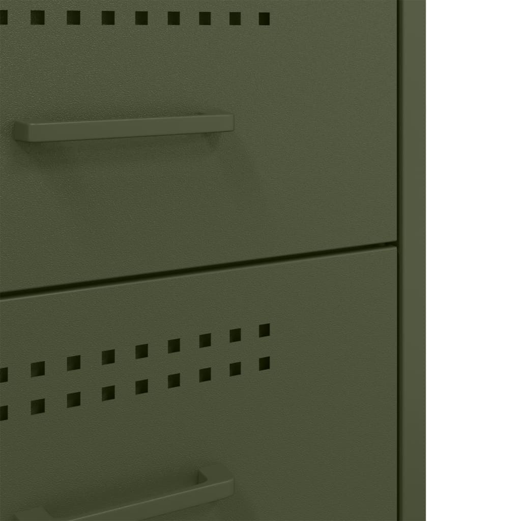 Bedside tables 2 pcs. Olive green 36x39x68 cm steel