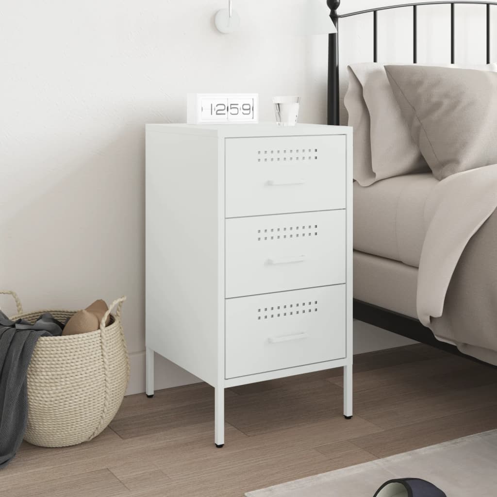 Bedside Table White 36x39x68 cm Steel