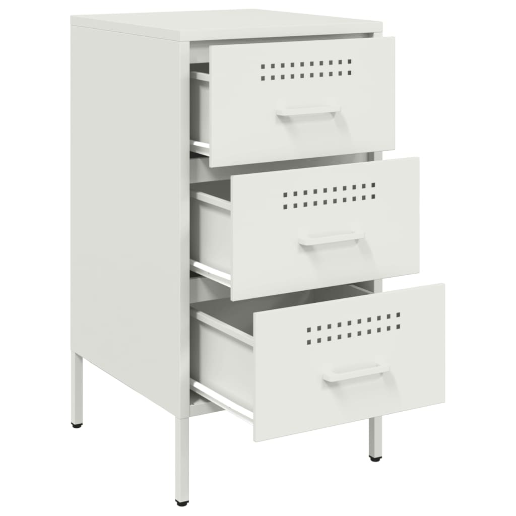 Bedside Table White 36x39x68 cm Steel
