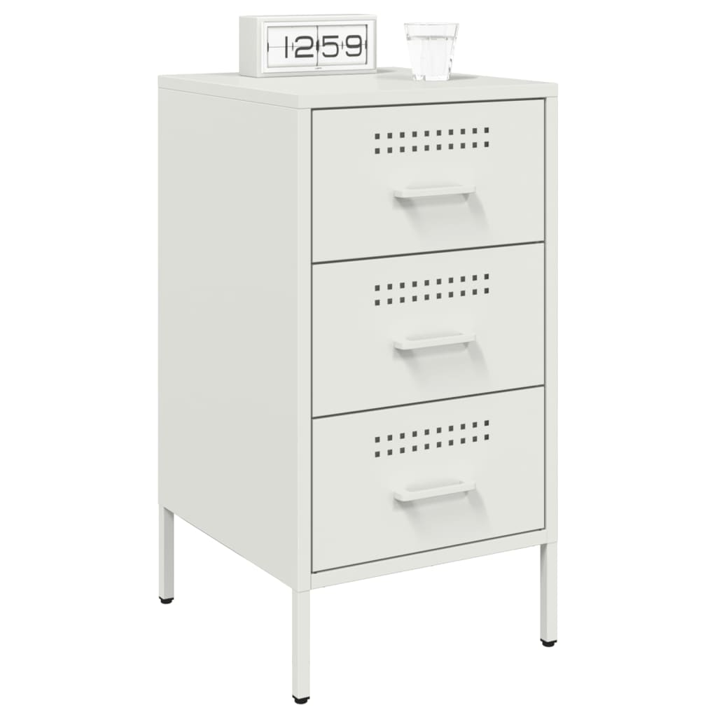Tables de chevet 2 pcs. Blanc 36x39x68 cm en acier