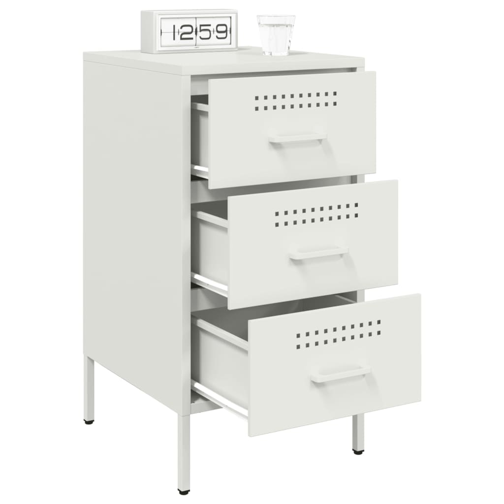 Tables de chevet 2 pcs. Blanc 36x39x68 cm en acier
