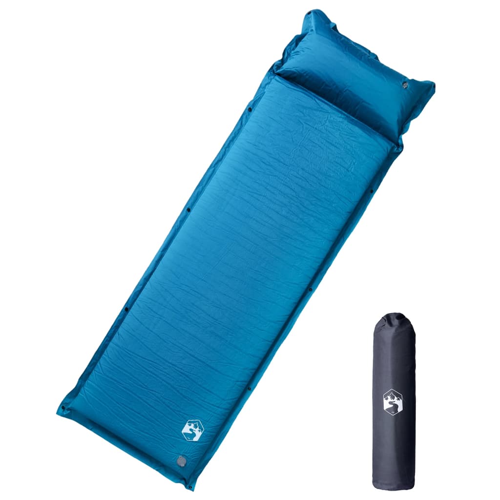 Self-inflating sleeping pad with pillow turquoise