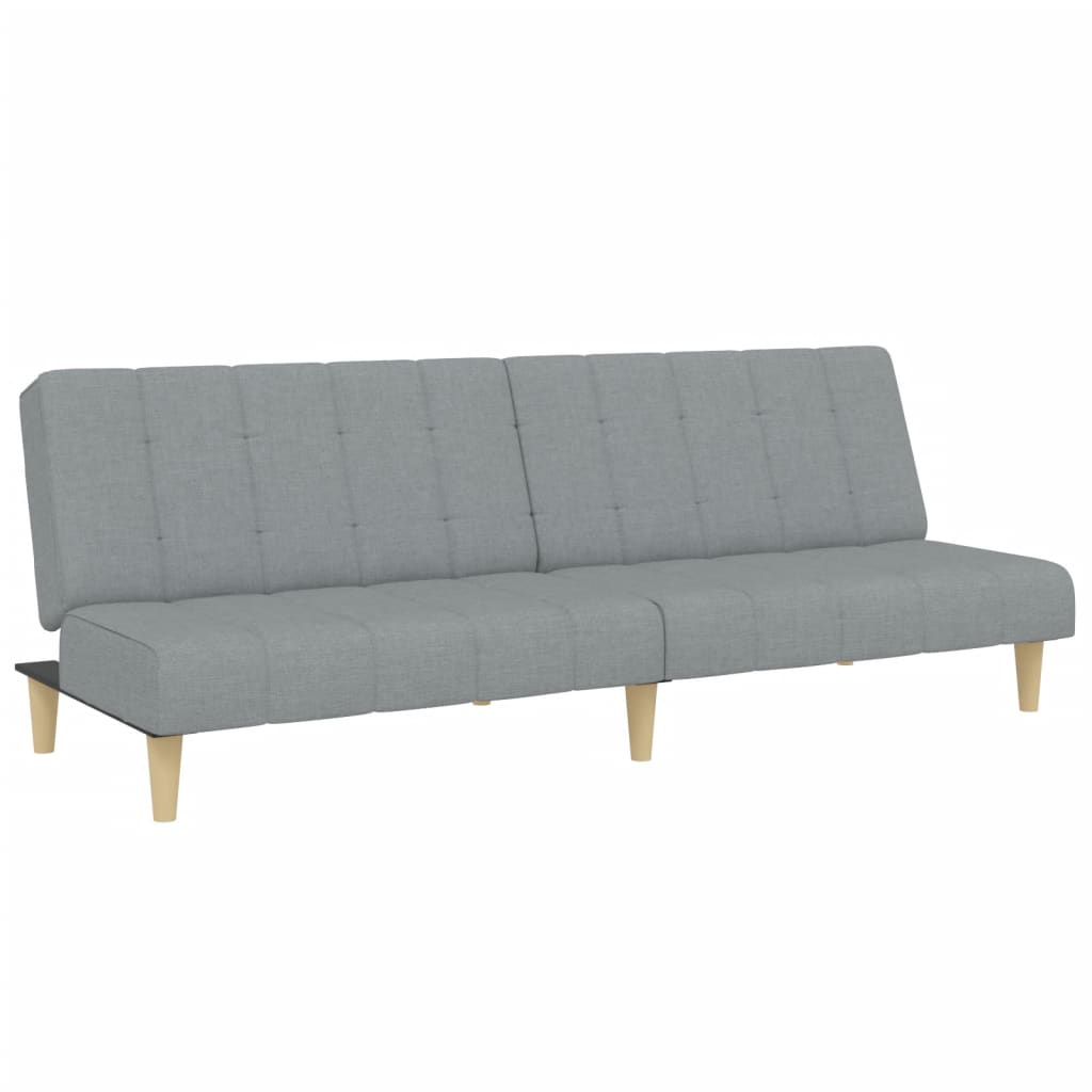 Canapé-lit 2 places avec repose-pieds en tissu gris clair