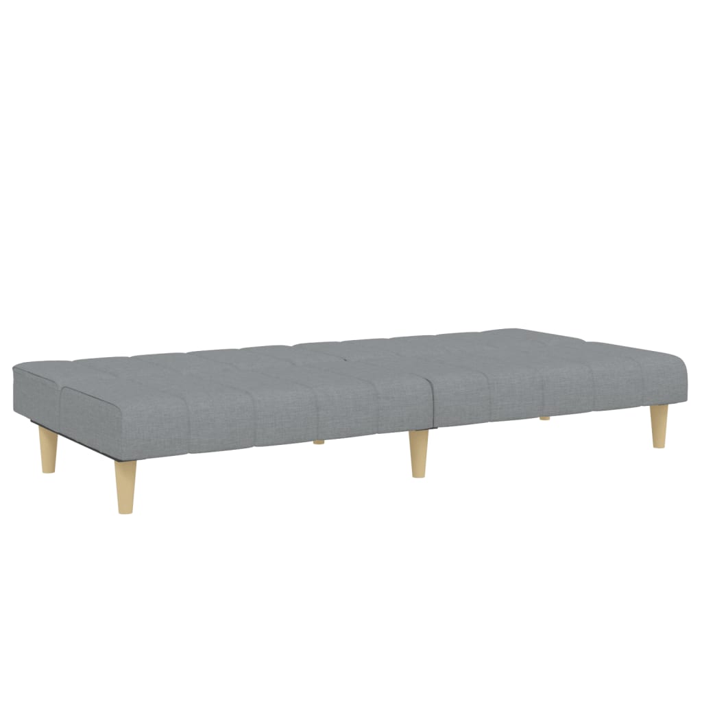 Canapé-lit 2 places avec repose-pieds en tissu gris clair