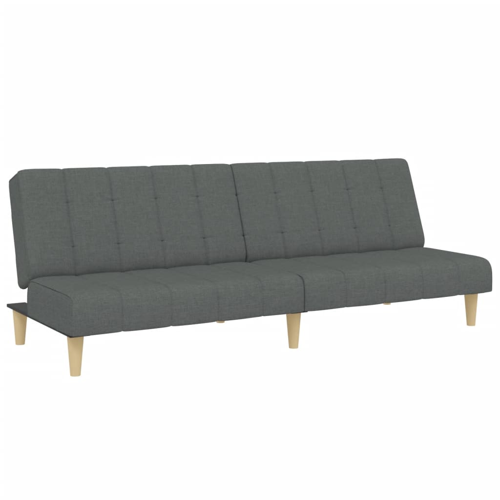 Canapé-lit 2 places avec repose-pieds en tissu gris foncé