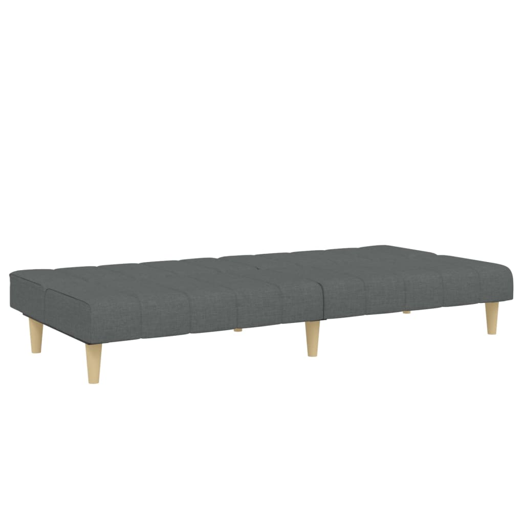 Canapé-lit 2 places avec repose-pieds en tissu gris foncé