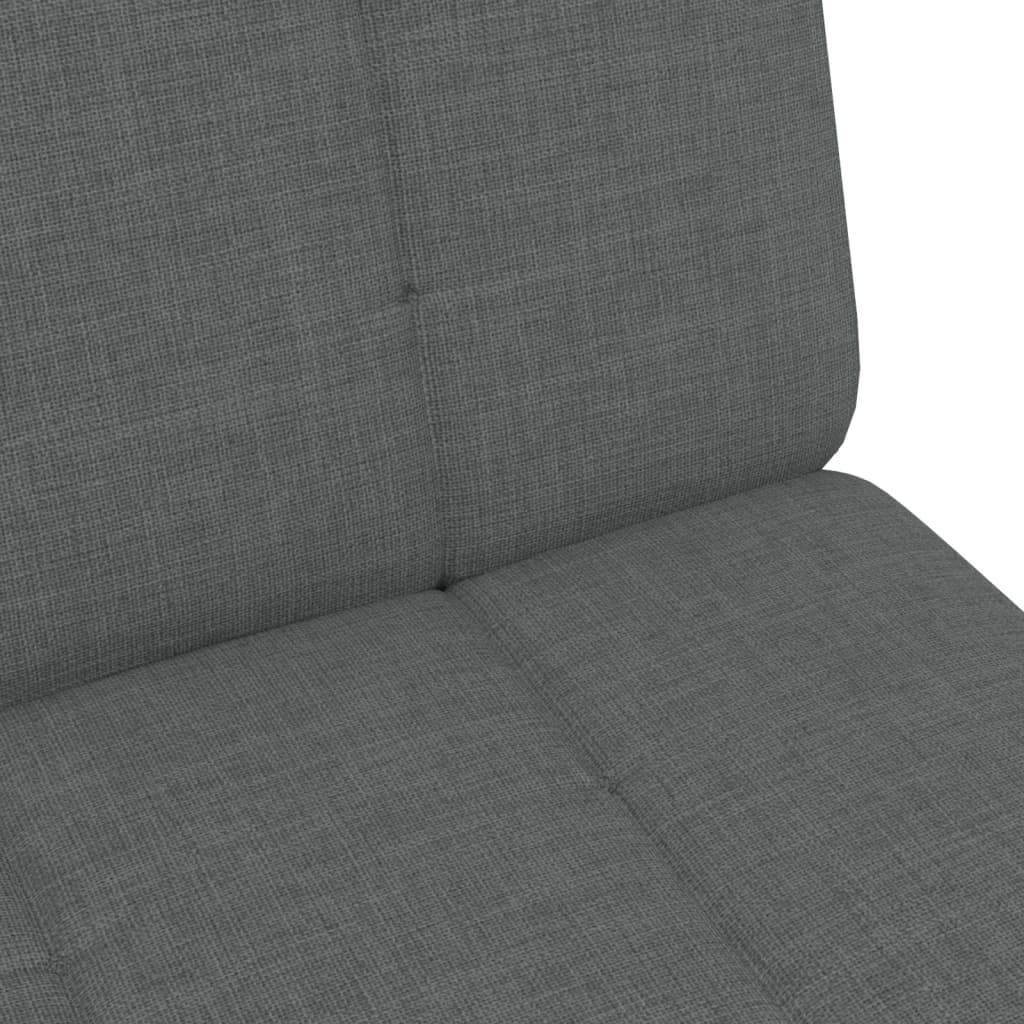 Canapé-lit 2 places avec repose-pieds en tissu gris foncé