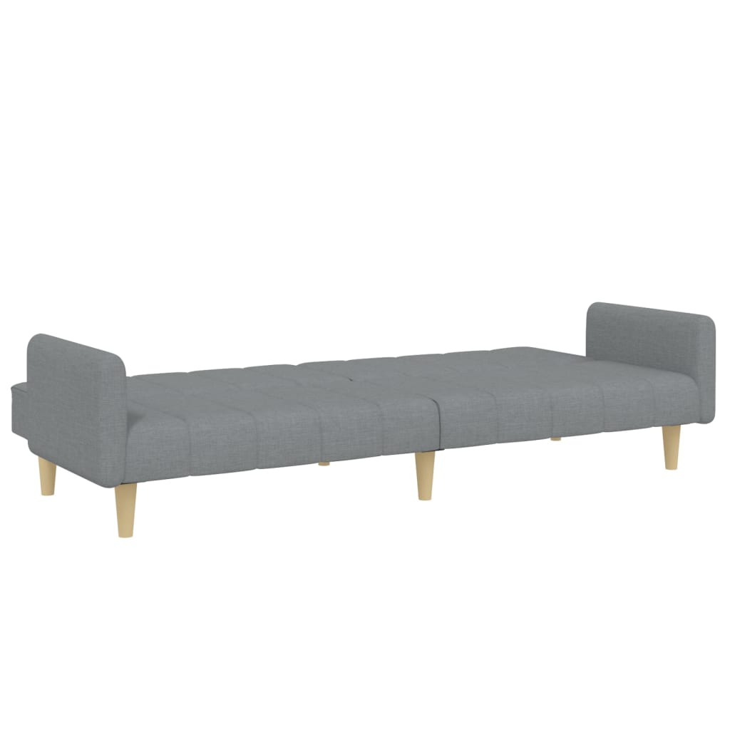 Canapé-lit 2 places avec repose-pieds en tissu gris clair