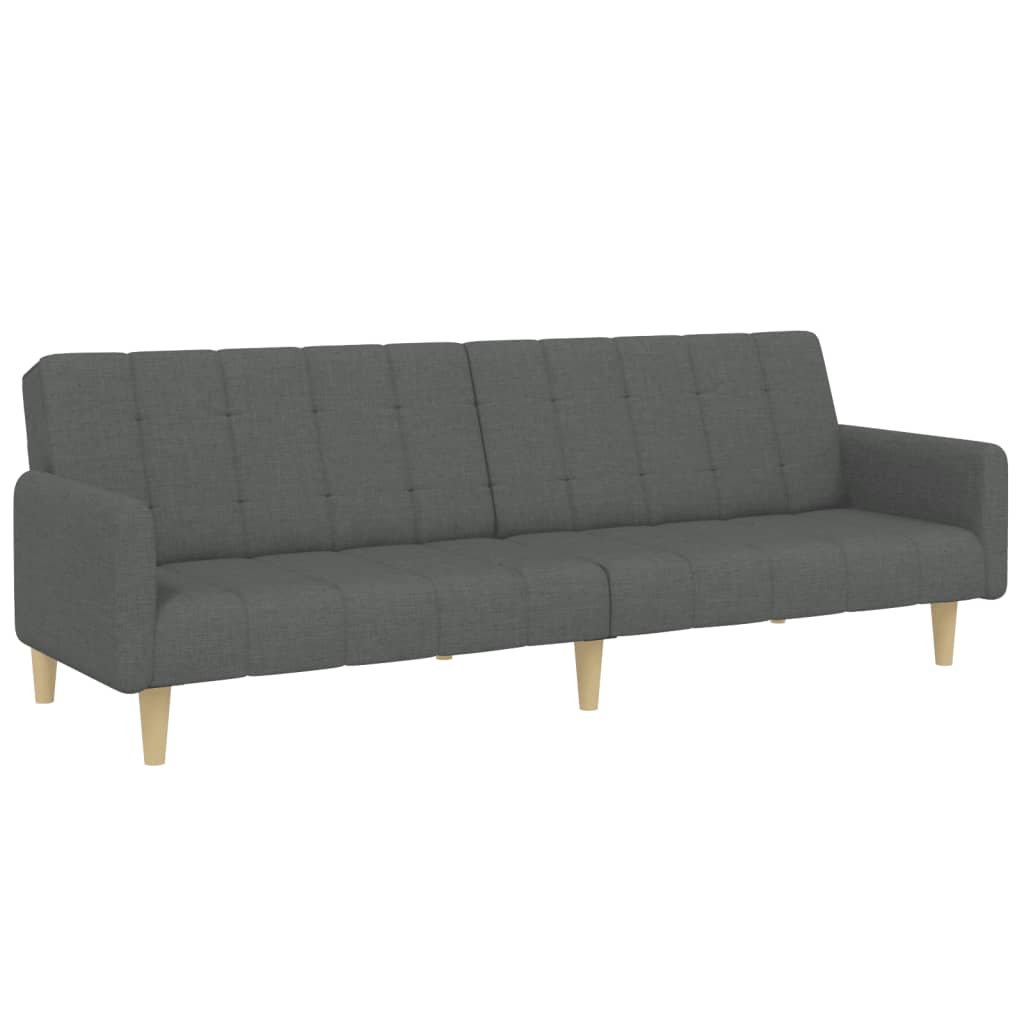 Canapé-lit 2 places avec repose-pieds en tissu gris foncé