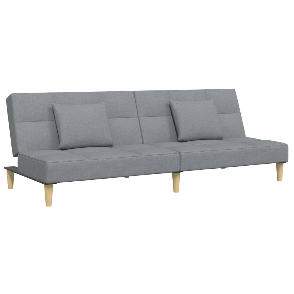Schlafsofa 2-Sitzer mit Fußhocker Hellgrau Stoff