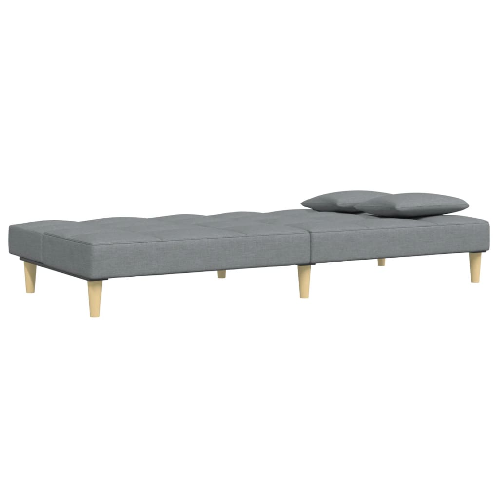 Schlafsofa 2-Sitzer mit Fußhocker Hellgrau Stoff