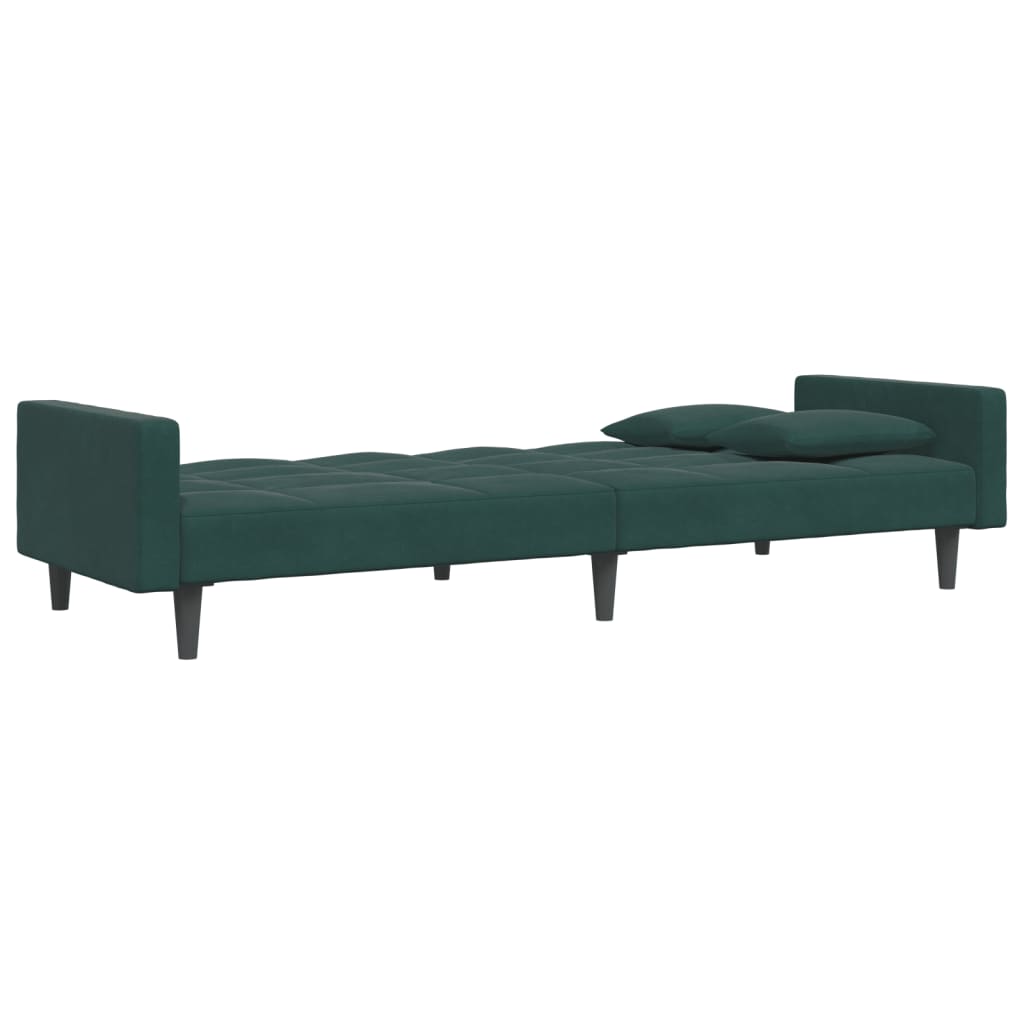 Schlafsofa 2-Sitzer mit Fußhocker Dunkelgrün Samt