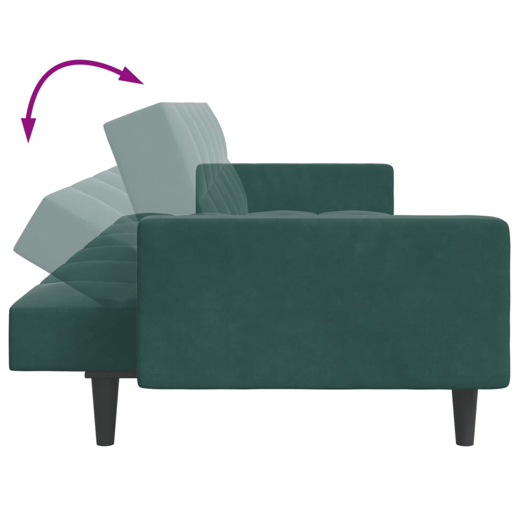 Schlafsofa 2-Sitzer mit Fußhocker Dunkelgrün Samt