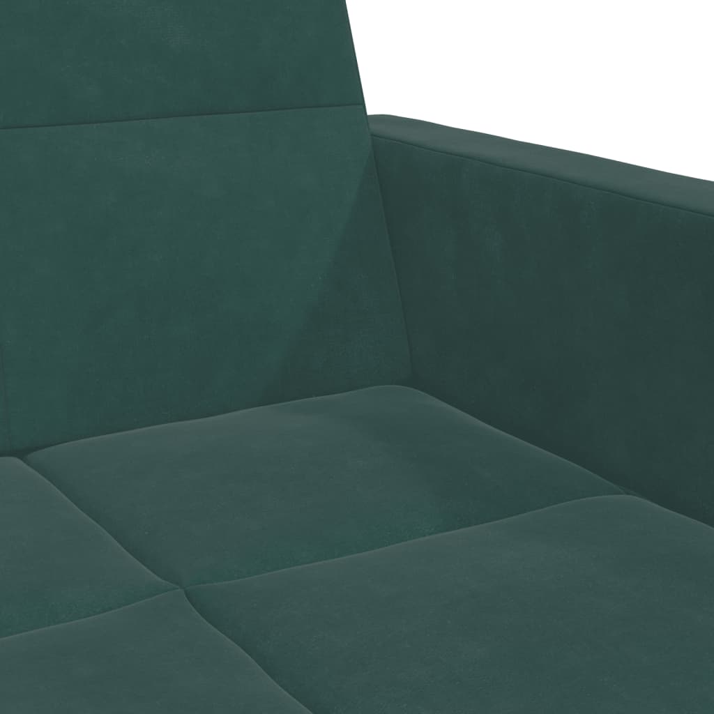 Schlafsofa 2-Sitzer mit Fußhocker Dunkelgrün Samt