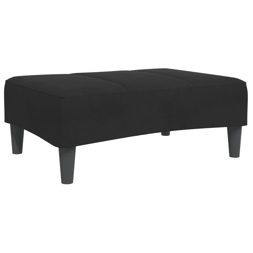 Schlafsofa 2-Sitzer mit Fußhocker Schwarz Samt