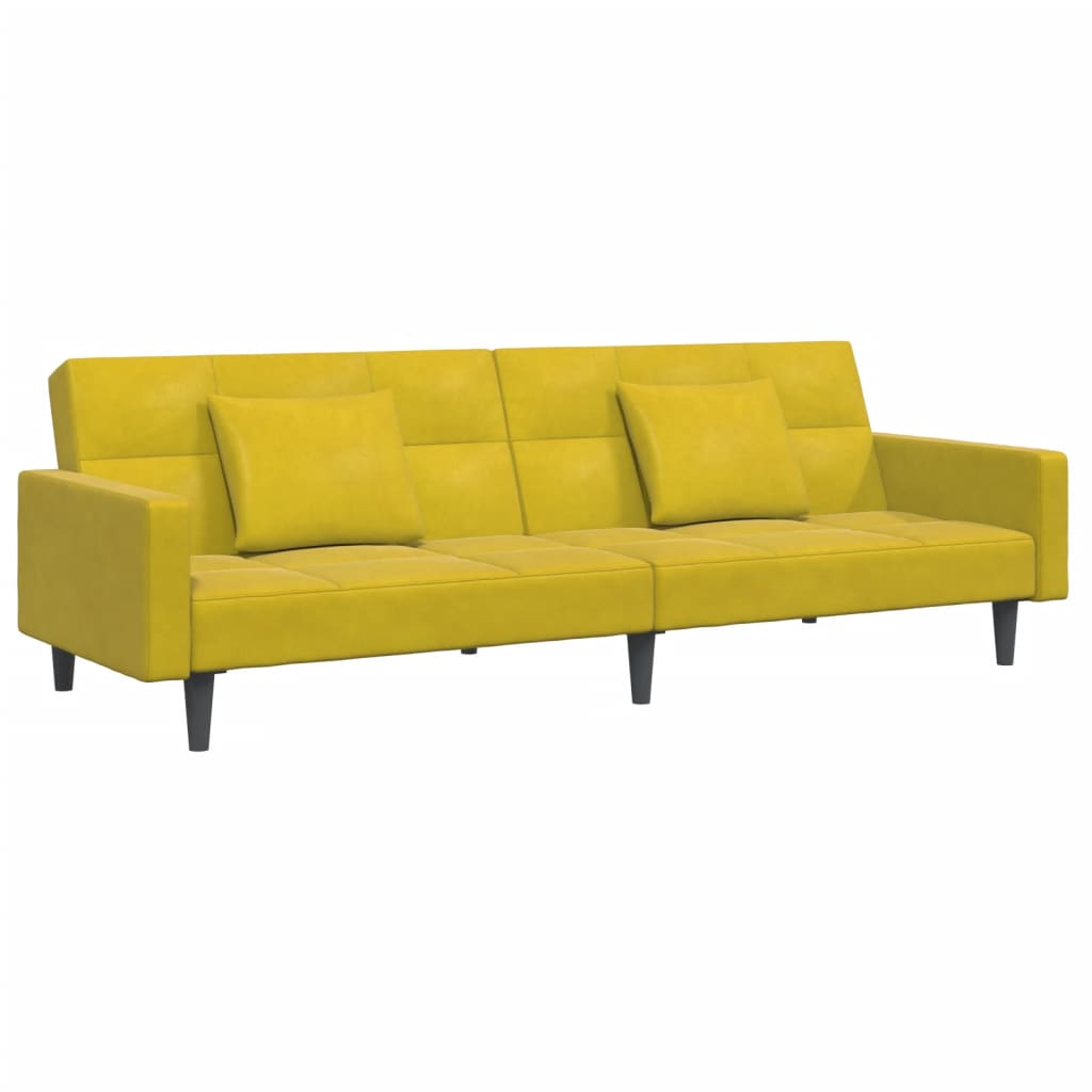 Schlafsofa 2-Sitzer mit Fußhocker Gelb Samt