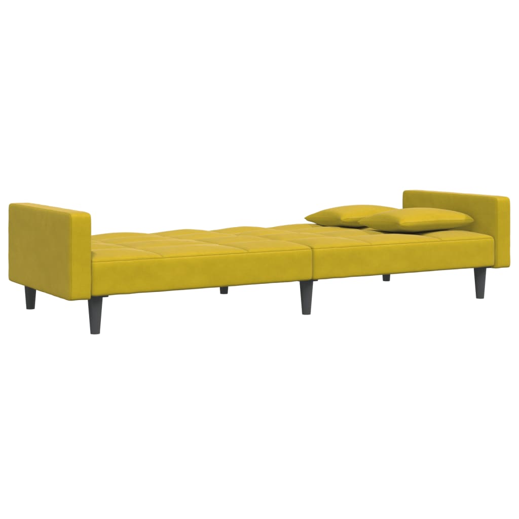 Schlafsofa 2-Sitzer mit Fußhocker Gelb Samt