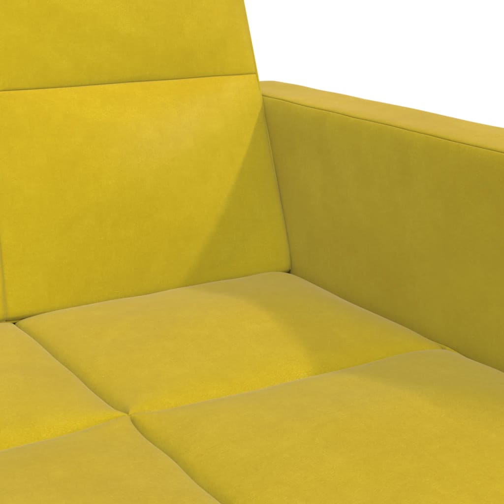 Schlafsofa 2-Sitzer mit Fußhocker Gelb Samt