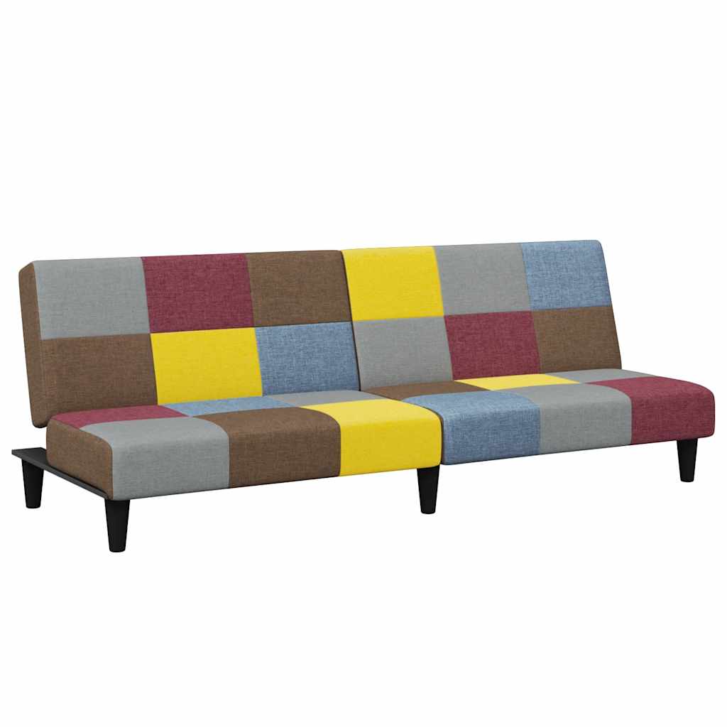 Schlafsofa 2-Sitzer mit Fußhocker Patchwork Stoff