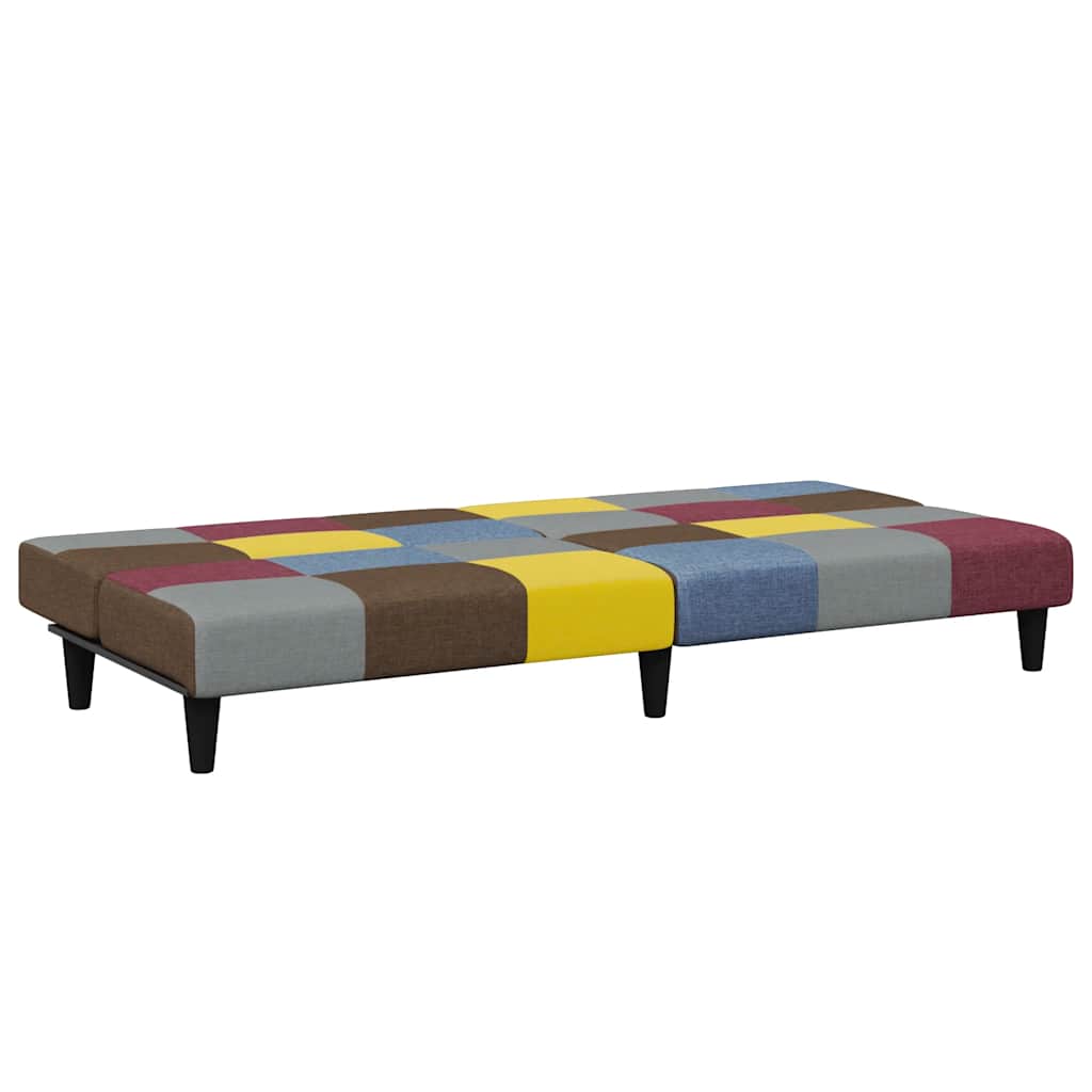 Schlafsofa 2-Sitzer mit Fußhocker Patchwork Stoff