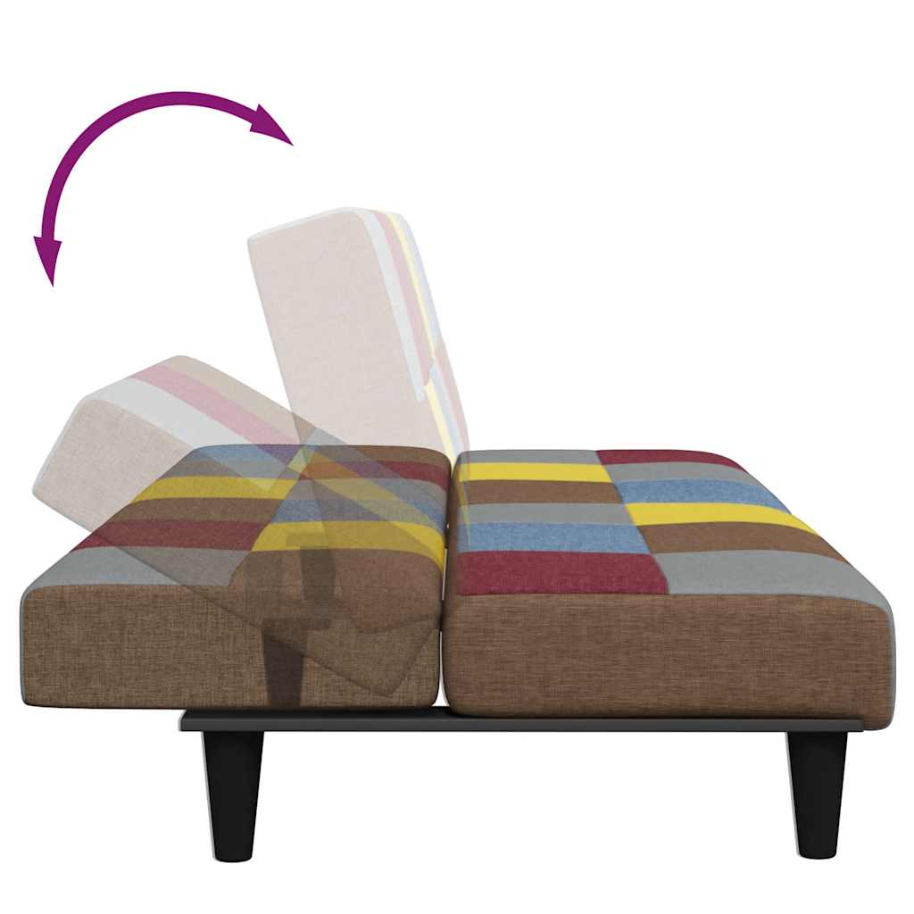 Schlafsofa 2-Sitzer mit Fußhocker Patchwork Stoff