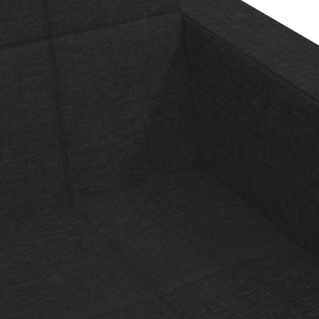 Schlafsofa 2-Sitzer mit Fußhocker Schwarz Stoff