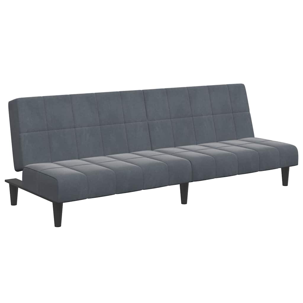 Schlafsofa 2-Sitzer mit Fußhocker Dunkelgrau Samt