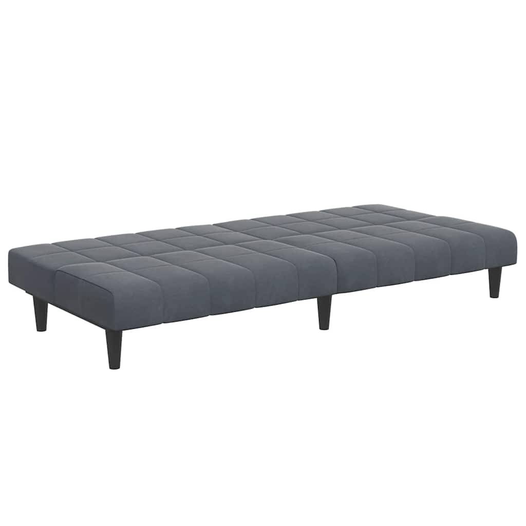Schlafsofa 2-Sitzer mit Fußhocker Dunkelgrau Samt