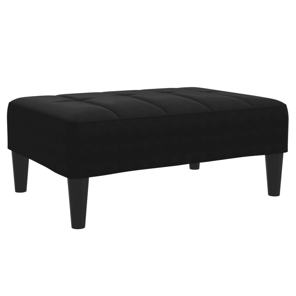 Schlafsofa 2-Sitzer mit Fußhocker Schwarz Samt