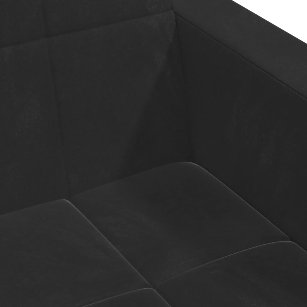 Schlafsofa 2-Sitzer mit Fußhocker Schwarz Samt