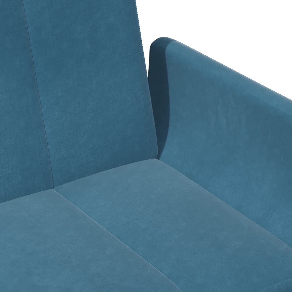 Schlafsofa 2-Sitzer mit Fußhocker Blau Samt