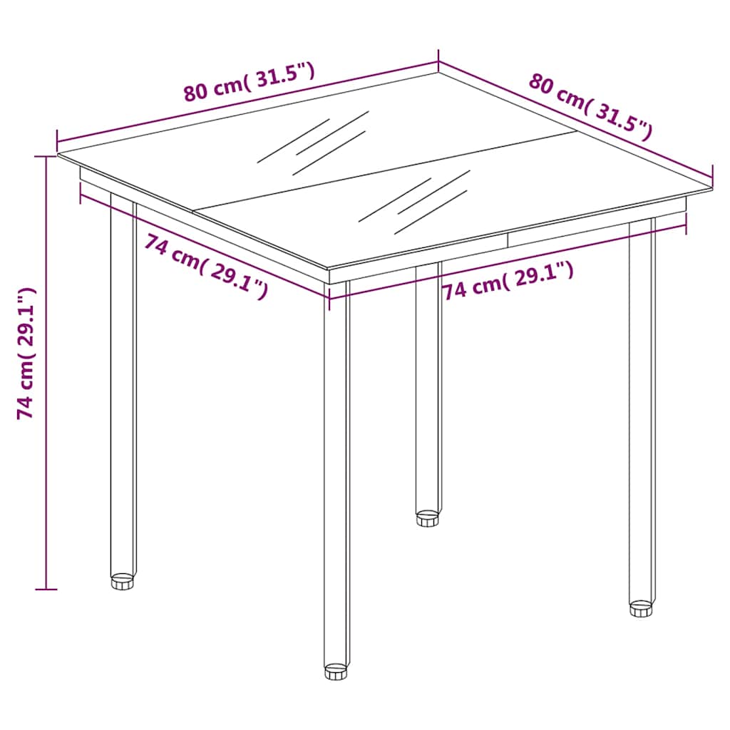 5-tlg. Garten-Essgruppe mit Kissen Schwarz Poly Rattan